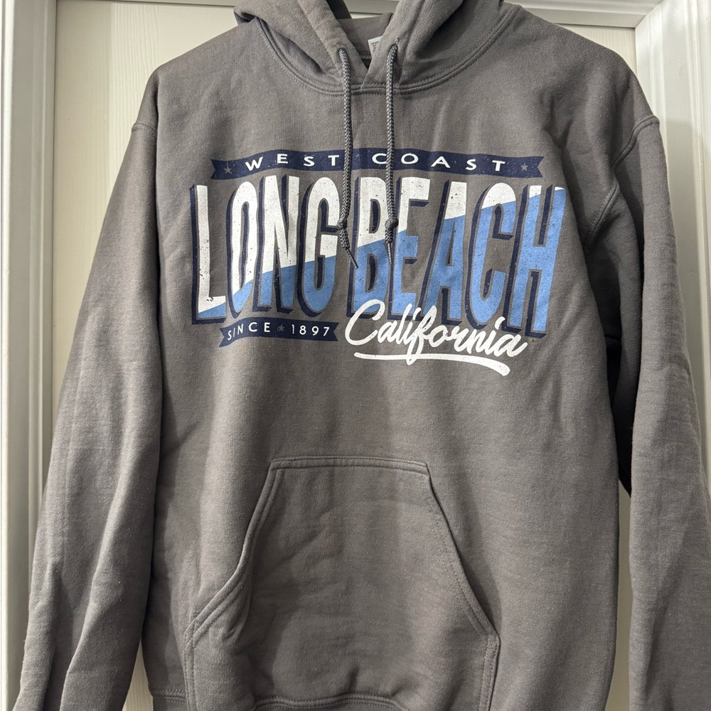 Gildan Gray Sweatshirt Long Beach Design